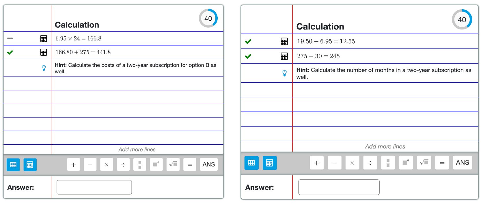 Algebrakit tracks the student's strategy Algebrakit tracks the student's strategy